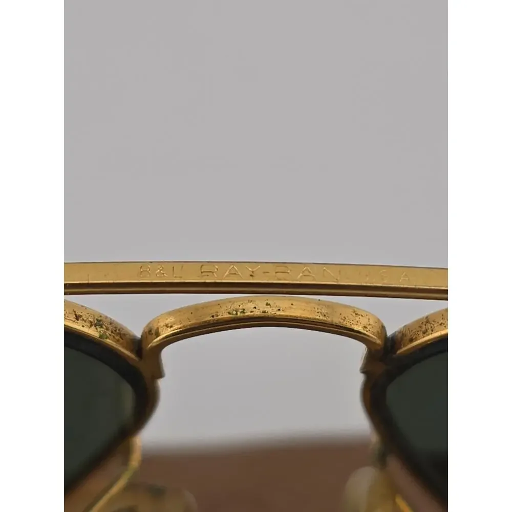 58 14mm Vintage B L Ray Ban L0205 G15 UV Gold Plated Aviator Sunglasses W/case